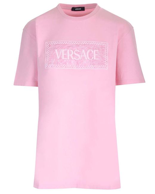 Versace Pink Embroidered Baroque T-Shirt