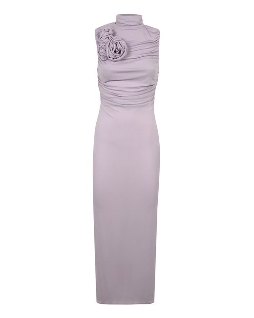 Magda Butrym Purple Jersey Dress With Decorative Flowers Cuprammonium Rayon