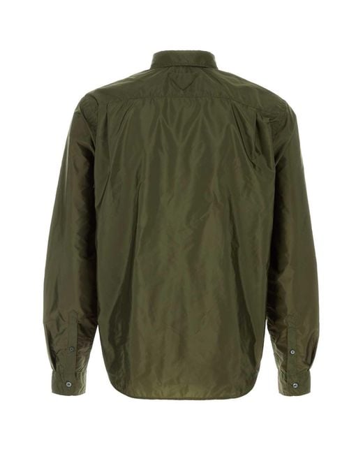 Prada Green Army Re-Nylon Shirt for men