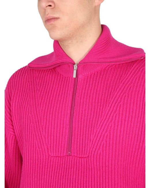 Drole de Monsieur Pink Ribbed Sweater for men