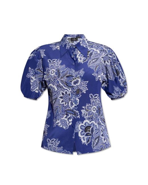 Etro Blue Shirt With Short Sleeves,
