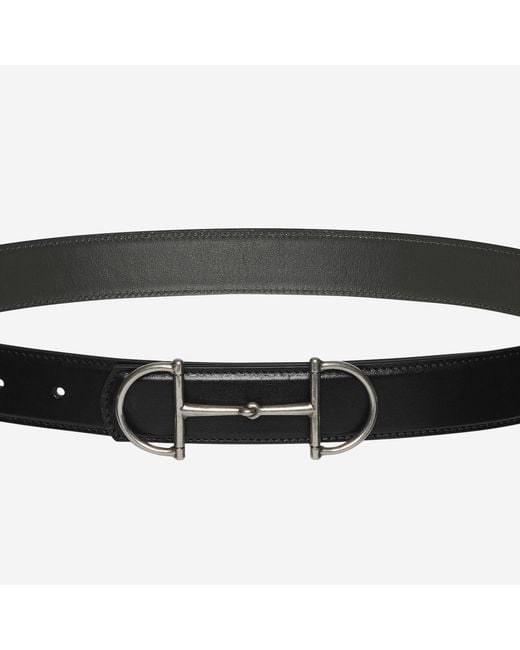 Gucci Black Reversible Leather Belt With Clasp Calfskin for men