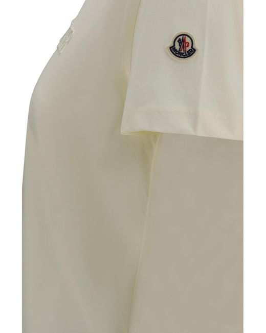 Moncler White Cotton T-Shirt With A Tone On Embroidered Logo T-Shirts