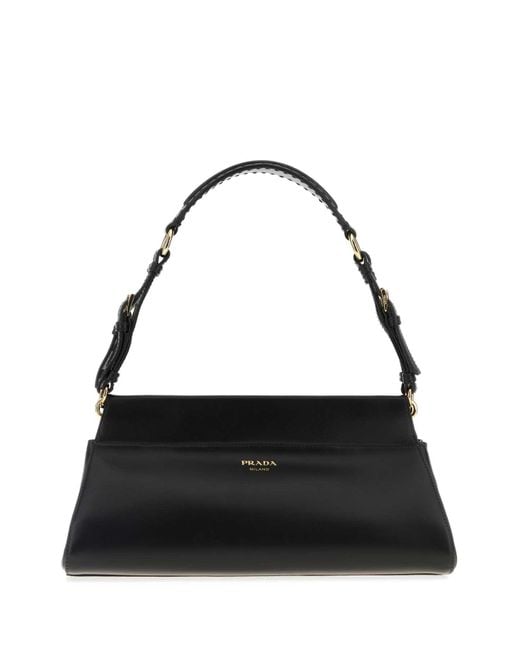Prada Black Leather Medium Enchaãnã Shoulder Bag