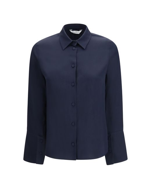 Max Mara Pure Blue Mxpvoliera Shirt Silk; Elastane