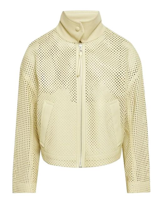 Ferragamo Yellow Perforated Leather Jacket