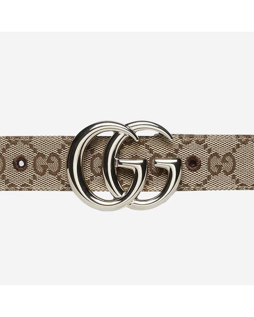 Gucci Brown Gg Marmont Thin Belt Polyester