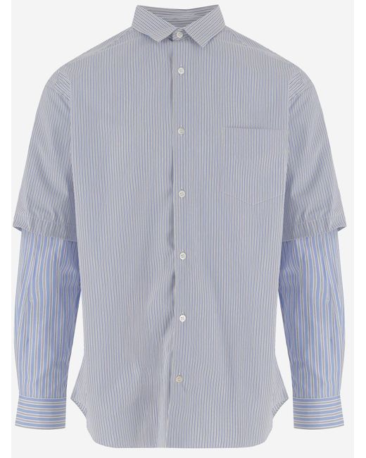 Homme by Michele Rossi Blue Cotton Shirt, Striped for men