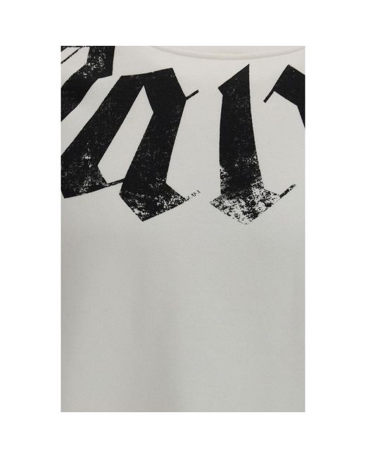 Palm Angels Gray White Cotton Sweatshirt for men