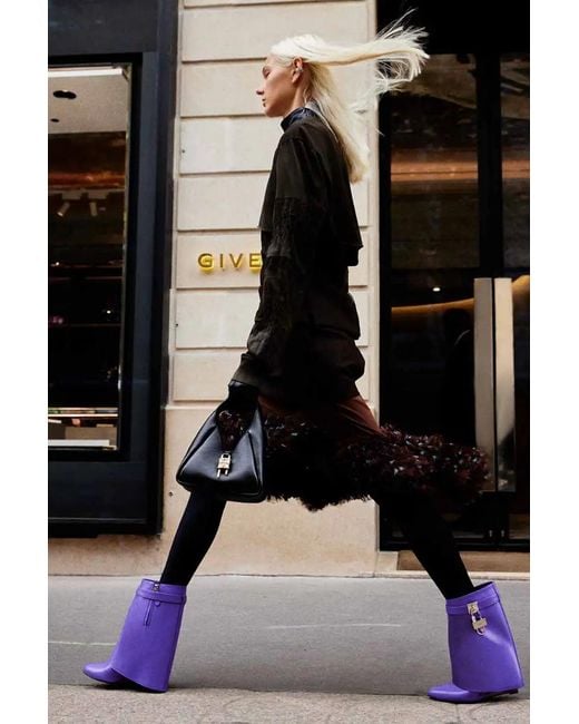 Givenchy Purple Shark Lock Ankle Boots 90Mm_Ultraviolet