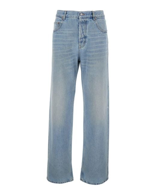 Saint Laurent Mid Straight-Leg Baggy Jeans in Blue for Men