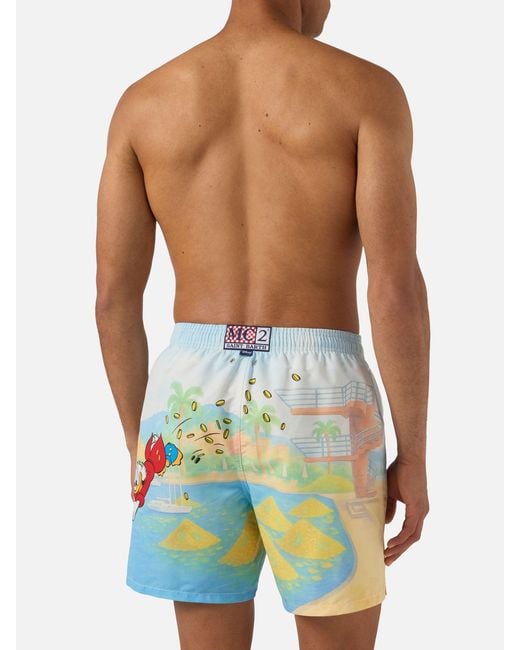 Mc2 Saint Barth Blue Gustavia Swim Shorts With Scrooge And Montecarlo Habituè Print for men
