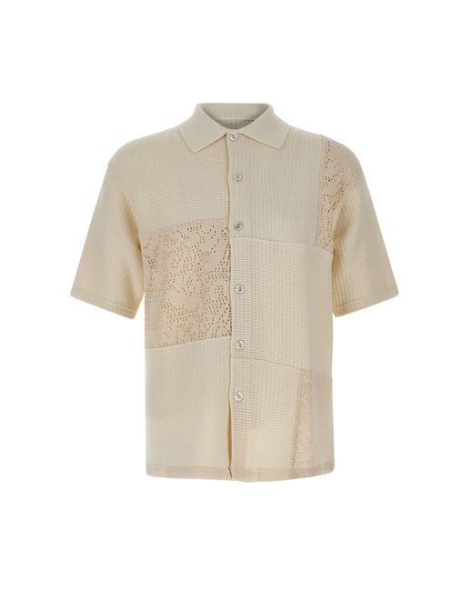 Drole de Monsieur White La Chemise Patchwork Cotton Shirt for men