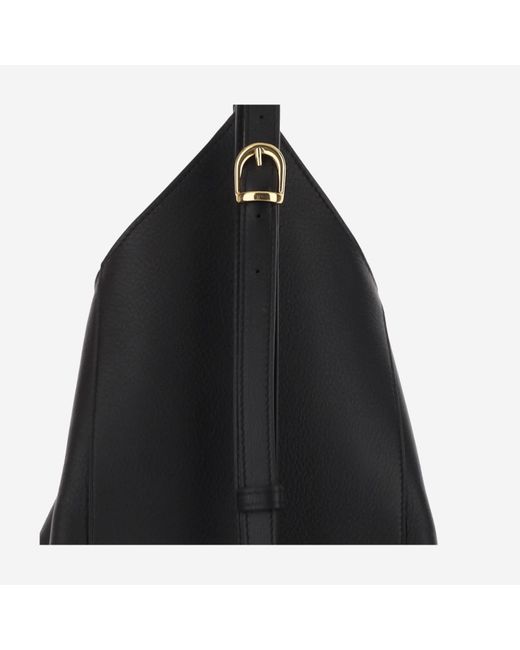 Khaite Black Leather Backpack With Logo