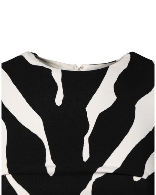 Dolce & Gabbana Black Zebra Viscose Sheath Midi Dress And 05+Vi