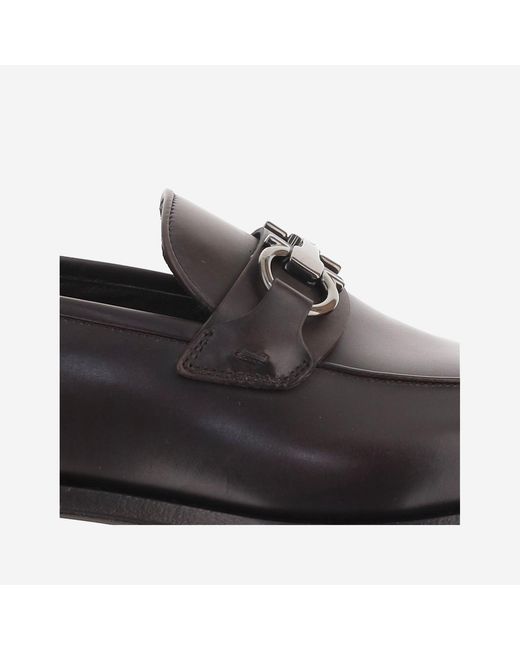 Ferragamo Black Leather Loafers Calf for men