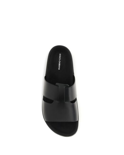 Dolce & Gabbana Black Sandals Calf Leather for men