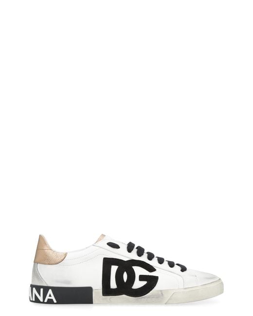 Dolce & Gabbana Black Leather Sneakers Portofino Calf Trainers for men
