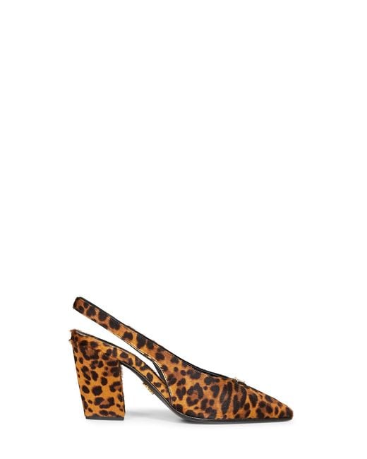 Prada Brown Slingback Pumps Honey Leopard Calf Hair Leather