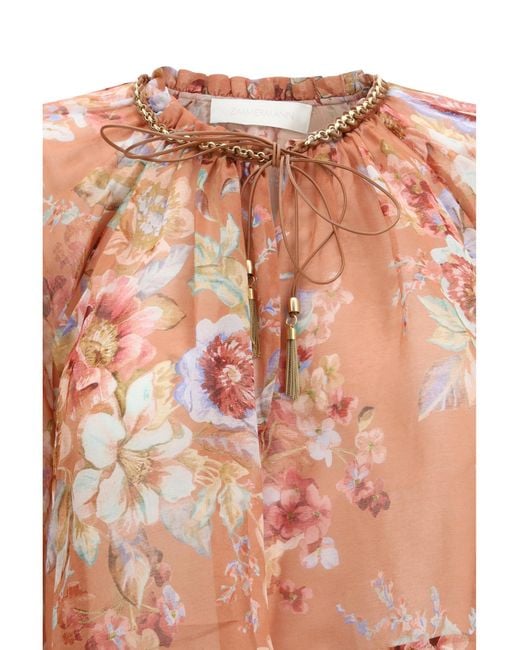 Zimmermann White Ruffle Blouse Cotton; Silk Shirt