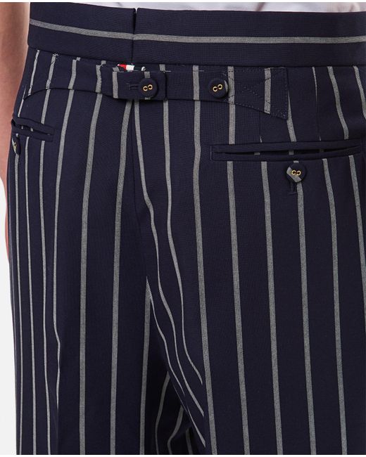 Thom Browne Blue Wool Bold Stripe Trousers for men