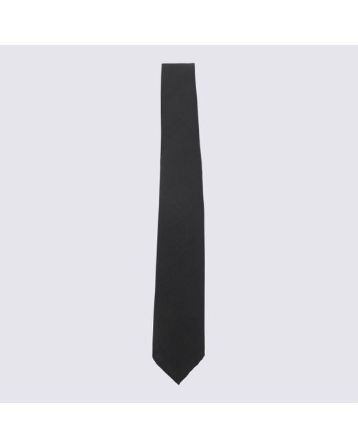 Lardini Black Wool And Mohair Tie for men
