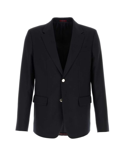 Gucci Black Midnight Blue Wool Blazer for men