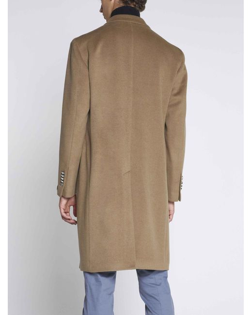 Tagliatore Cashmere Double-breasted Coat in Natural for Men | Lyst