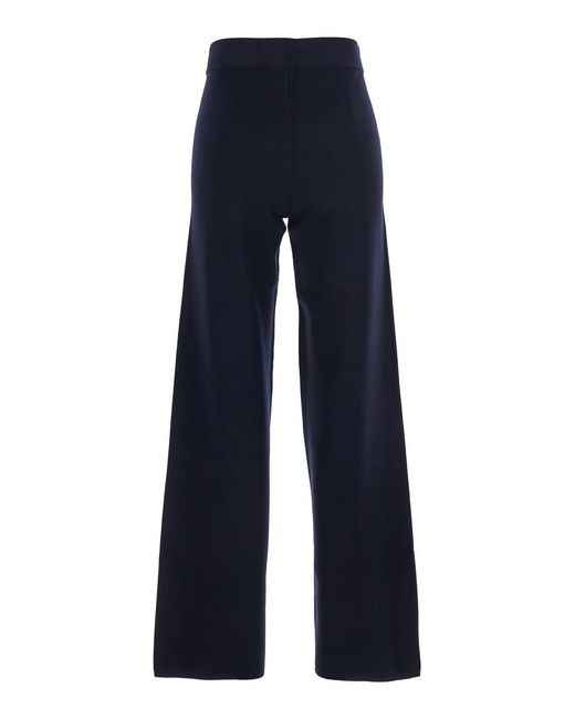 Max Mara Blue Pants With Elastic Waist Viscose Trousers