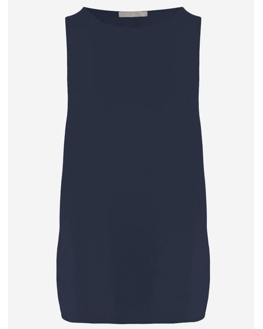 Allude Blue Stretch Silk Top Tops