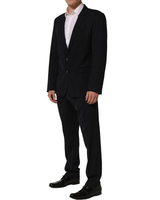 Dolce & Gabbana Black Wool Slim Fit Formal Men 2 Piece Suit for men