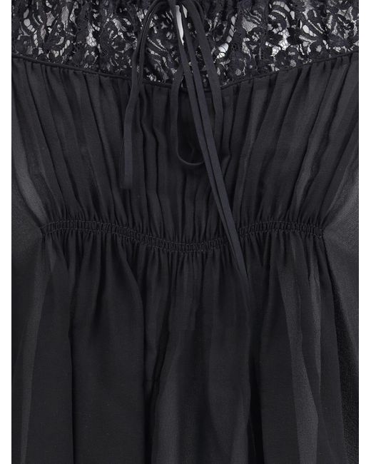 Chloé Black Chloã Silk Georgette And Lace Top