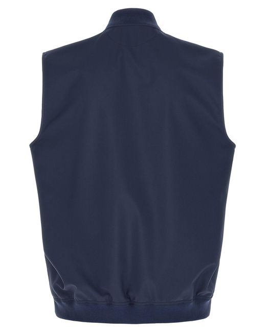Brunello Cucinelli Blue Polyester Sleeveless Jacket Clothing for men