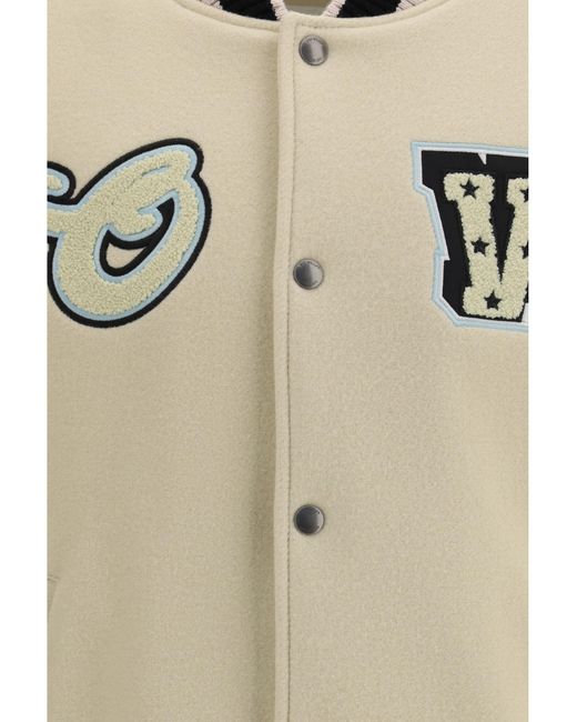 Off-White c/o Virgil Abloh Gray Jacket Varsity Star Logo Wool for men