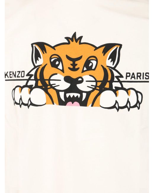 KENZO White Happy Tiger T-Shirt for men