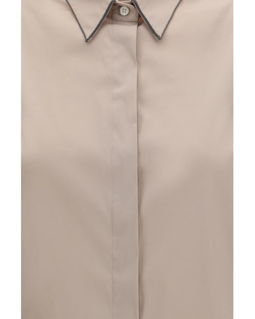 Brunello Cucinelli Brown Sleeveless Shirt Cotton; Polyamide; Elastane