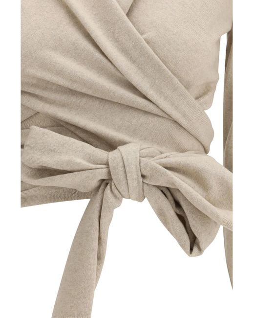 Alaïa White Wrap Top Cashmere Tops