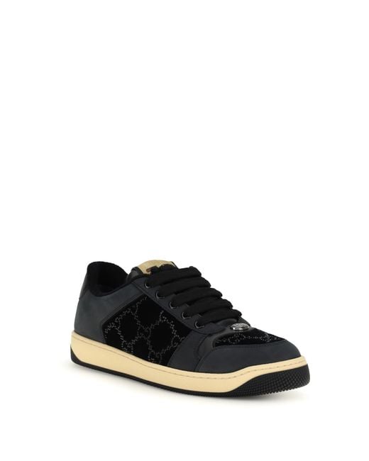 Gucci Black Gg Crystal Screener Sneakers