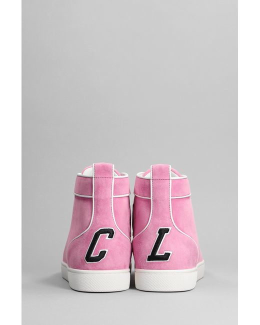 Christian Louboutin Pink Varsilouis Flat Sneakers In Suede for men