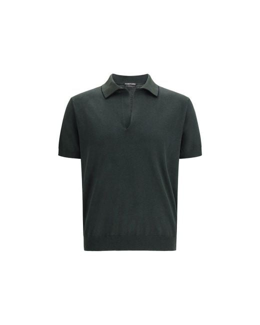 Tom Ford Green Bicolor Cotton Polo Shirt for men