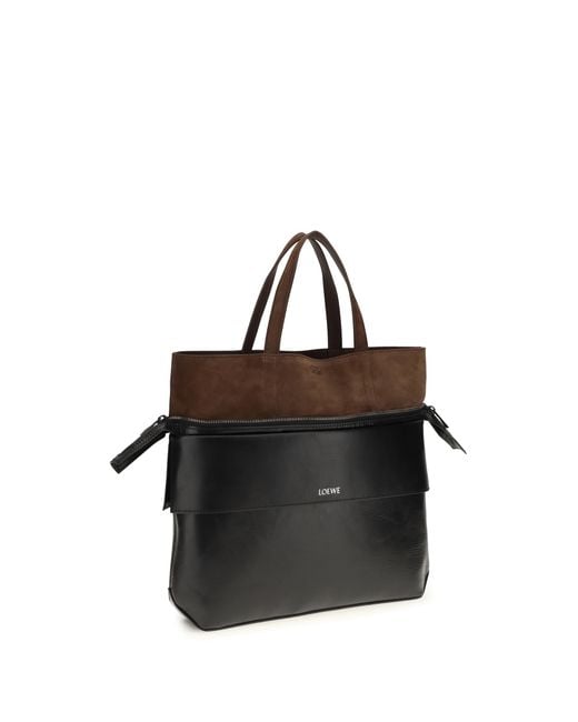 Loewe Black Tote Bag Small Switch Calfskin-Espresso Calf Leather Shoulder for men