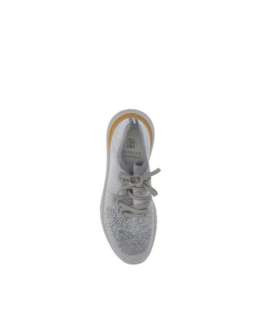 Brunello Cucinelli Gray Cotton Athletic Sneakers for men