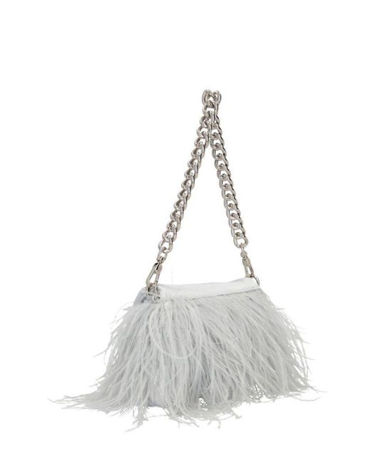Liu Jo White Feather Detailed Small Lapuffy Bag