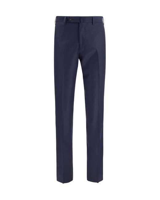 Germano Blue Tailored Virgin Wool Pants Fleece Ovis Aries for men