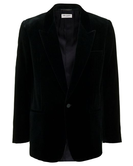 Saint Laurent Black Dark Single-Breasted Jacket With Single Button In for men
