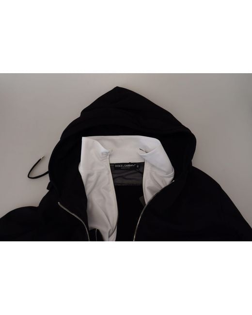 Dolce & Gabbana Black Polyester Hooded Full Zip Jacket Clothing for men