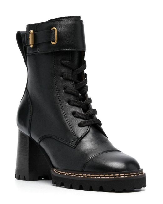 See By Chloé Black 'mallory' Heeled Ankle Boots,