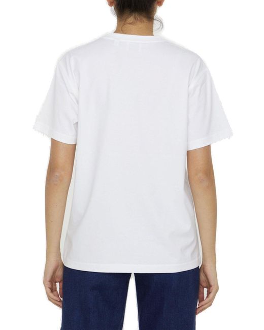 Burberry White Crewneck T-Shirt With Check Pocket