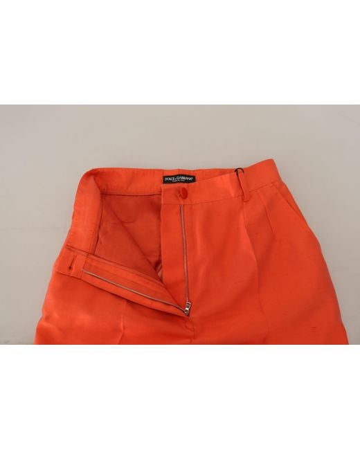 Dolce & Gabbana Red Elegant Silk High-Waist Cropped Pant