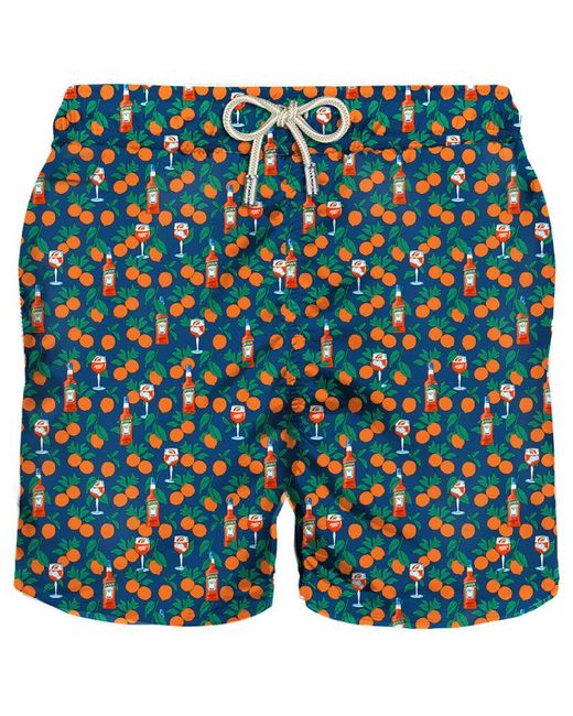 Mc2 Saint Barth Light Fabric Swim Shorts With Spritz Print Aperol Special  Edition in Blue for Men | Lyst